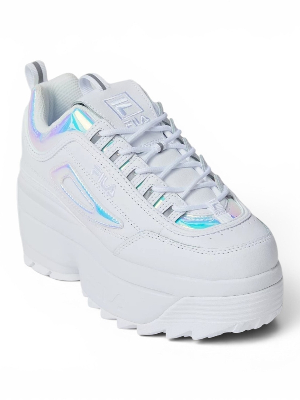 Fila Disruptor II Wedge IRI White Iridescent Platform Sneakers